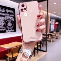 vivoy52s手机壳女V2057A腕带硅胶保护硅胶套5g全包防摔斜跨挂绳软 [电镀樱花粉]单壳 Y52s