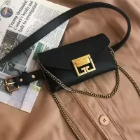 ins复古蛇皮纹小腰包女2020新款链条斜挎原创迷你腰包手机包包潮 黑色