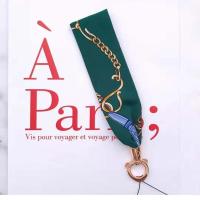 手机挂绳女款丝巾挂脖宽带可拆卸两用长款胸牌吊绳苹果安卓通用 丝巾挂绳---单买[翡翠绿链]