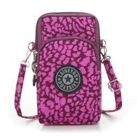韩国手机包女斜挎包大屏手机袋零钱包挂脖手腕包跑步竖款迷你小包 紫豹纹