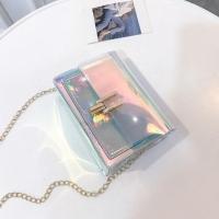 [香熏包]镭射小方包潮流包包斜挎包新款ins超火链条包 银色