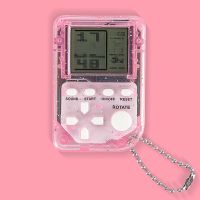 俄罗斯方块游戏机大屏经典怀旧80复古游戏掌机儿童益智游戏机玩具 迷你款方块游戏机-送电池-透明红