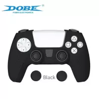 良值原装 PS5手柄硅胶套 PS5游戏手柄保护套 防滑软套 外壳配件 DOBE PS5手柄套 防滑黑色+帽