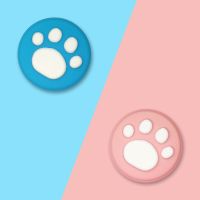 任天堂switch猫爪摇杆帽NS配件手柄主机lite按键粉色主题周边按钮 (100)蓝底白+粉底白