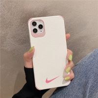 粉色潮牌小耐克iPhone11Pro手机壳苹果x皮质软壳XS MAX硅胶8plus 苹果11 Pro 粉色小勾 白底