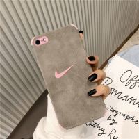 苹果8Plus手机壳全包潮牌耐克款iPhone7Plus防摔保护壳苹果7外壳8 苹果7/8 磨砂皮灰色底[粉色沟]
