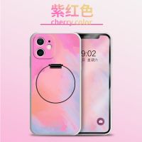 苹果11手机壳潮iPhone12全包8plus直边x/xr液态硅胶6/7软套带支架 [紫红色]软壳硅胶+化妆镜可当支架