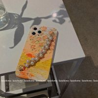 油画夕阳iphone12promax手机壳苹果11/xsmax珍珠链7plus/8软x女xr 油画夕阳花朵+珍珠链 [苹