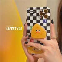 ins棋格芝士奶酪iPhone12promax苹果11手机壳xs/xr支架华为8P软壳 黑拼黄格子英文(单壳) I7/i