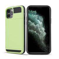 iPhone12mini滑盖插卡储物手机壳12pro可放卡名片钱苹果xr保护套 绿色 iPhone 12 (6.1)
