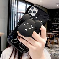 卡通支架苹果11手机壳小蛮腰iPhonexsmax硅胶xr软壳7/8plus女款6s 小蛮腰黑线条暴力熊+黑熊支架 苹果