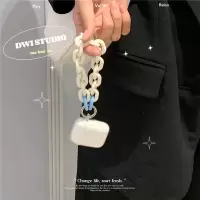 快乐星球 漫步者lollipods蓝牙plus耳机pro保护套可爱透明壳萝莉 奶白撞蓝链条软壳[清爽夏季上新] 漫步者L