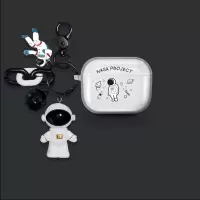 漫步者minibuds保护套保护无线蓝牙耳机壳创意卡通宇航员加厚防摔 漫步者MiniBuds 透明太空人+挂钩