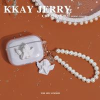 ins冷淡风可爱天使airpods保护套苹果2/3代耳机壳pro珍珠挂件三代 苹果pro透D天使+挂珍珠天使