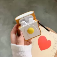 立体硅胶吐司苹果airpods保护套无线蓝牙耳机充电仓软壳防摔潮女 立体吐司airpods耳机套