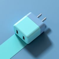 手机充电器头快充USB双孔多色适用于苹果华为小米 vivo闪充OPPO 晴空蓝 双口充电头[单个装]