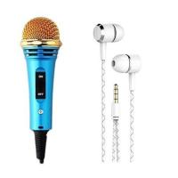 全民k歌神器唱吧有线手机麦克风话筒苹果安卓耳麦带话筒 [宝石蓝] 大话筒[送一分二线+耳机]