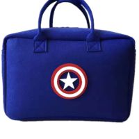 厂家直销卡通旅行包毛毡收纳包儿童行李袋大容量出行包学生包轻便[11月27日发完] 蓝色*队长盾牌 小号[28*17*14