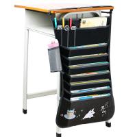 大容量装书袋课桌收纳学生书桌挂袋挂在桌子上的书袋子放书神 [兄弟]黑色