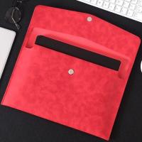 商务会议包A4大容量文件袋皮质文件包磁扣式公文包皮革收纳资料袋 红色