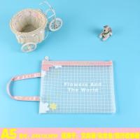 磨砂半透明拉链笔袋宝妈孕妇产检收纳袋可爱学生试卷手提文件袋 6005繁花似锦中号3