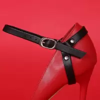 真皮免安装防掉跟束鞋带黑色不跟脚高跟鞋带子绑鞋带女防掉鞋带扣 真皮[亚光黑]一双装 收藏商品可以优先发货哦