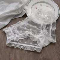 2条 日系甜心少女内裤女网纱甜美性感绑带可爱中腰包臀透明三角裤 白色[1条]6128 M 85-105斤