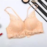 幸福狐狸同款聚拢性感无钢圈前扣蕾丝美背内衣透气文胸单件/套装 肤色单件 32/70A