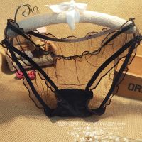 性感透明夏季潮女士三角内裤女学生初中生火辣迷人成人抗菌三角裤 纯黑 均码