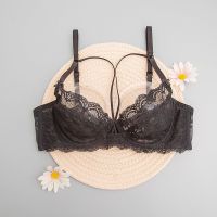 性感内衣女新款大胸显小超薄性感蕾丝透明奶罩文胸[单件/套装] 黑色 [单件] 32A(70A)