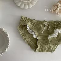 温柔的蔷薇少女甜美中低腰棉质内裤女蕾丝日系可爱柔软荷叶边胖次 牛油果[实物颜色更浅] 均码 90-115