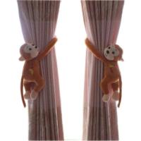 猴子窗帘扣绑带创意可爱韩式魔术贴儿童房窗帘绑带一对 一对黄色香蕉猴