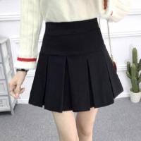 学生春夏百搭蓬蓬裙高腰韩版黑色短裙防走光A字裙显瘦百褶半身裙 压褶款 S码