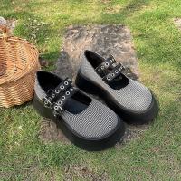 大头厚底松糕鞋2021年夏秋季新款简约小皮鞋女韩版百搭玛丽珍日系 黑色 标准码,建议脚胖拍大一码 35