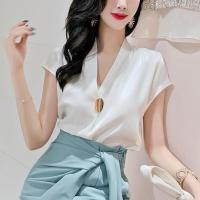 单件/套装2021春夏新款韩版高腰开叉绑带包臀裙半身裙女A字裙 白色上衣 S