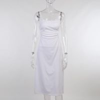 设计感露背性感白色吊带裙女2021夏新款时尚百搭气质连衣裙 白色 直贡呢面料 S