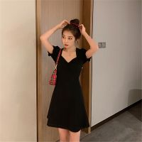 法式黑色连衣裙子女夏天长款2021年新款气质性感收腰显瘦高档辣妹 显瘦黑[短款] S [95斤以下]