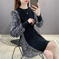 法式碎花雪纺长袖连衣裙女春秋2021年新款夏季薄款高端洋气长裙子 黑色 M 建议75--95斤