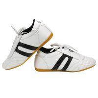 跆拳道鞋儿童男女初学者成人训练武术鞋透气防滑牛筋跆拳道道鞋子 黑边系带 45码