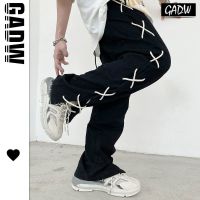 国潮绑带裤子男2021夏季新款宽松韩版休闲情侣ins潮牌嘻哈工装裤 黑色侧面抽绳长裤[品质领先同行] S 收藏运费险