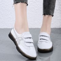 2021真皮品牌女鞋特价小白鞋旅游鞋板鞋韩版女鞋品质保证 958白灰 魔术扣 透气 偏小半码 36