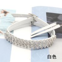 防鞋大不跟脚防掉跟免安装束鞋带女绑带扣DIY水钻斜钻高跟鞋百搭 亮白底银钻 DIY斜钻-针线版(赠针线包)