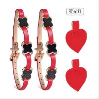 高跟鞋免缝贴套装隐形防掉跟不跟脚绑带鞋带扣四叶草懒人束鞋带 [亚光红一套]三片四叶草鞋带+爱心贴