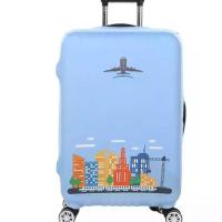 弹力行李箱保护套拉杆箱防尘罩20/24/28/30寸加厚耐磨旅行箱外套 蓝色天空 18-20寸S(不是箱子)