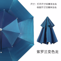 伞帽头戴伞钓鱼伞帽双层黑胶遮阳雨伞户外垂钓头顶式帽子伞太阳伞 90左右直径内黑胶罗兰紫变色龙