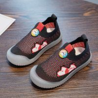 2021夏季新款一脚蹬男童鞋软底透气网面宝宝中小童幼儿园飞织鞋女 黑色 22 内长14.5cm