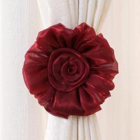 一对窗帘绑绳绑带扎束带花朵儿童房窗帘装饰绳子窗帘扣婚庆家用 玫瑰暗红色(一对装)
