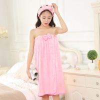 四件套浴巾女成人抹胸可穿超强吸水毛巾浴袍家用柔软不掉毛浴裙 粉色 小码浴巾