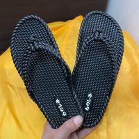 路美思人字拖女防滑防臭拖鞋日式居家男拖鞋海边沙滩情侣拖潮 黑色 36 适合34-35的脚