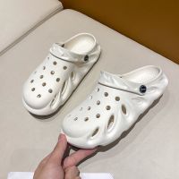 洞洞鞋女防滑厚底凉拖鞋女夏时尚外穿沙滩鞋包头半拖鞋女2021新款 火焰纯款-白色 43